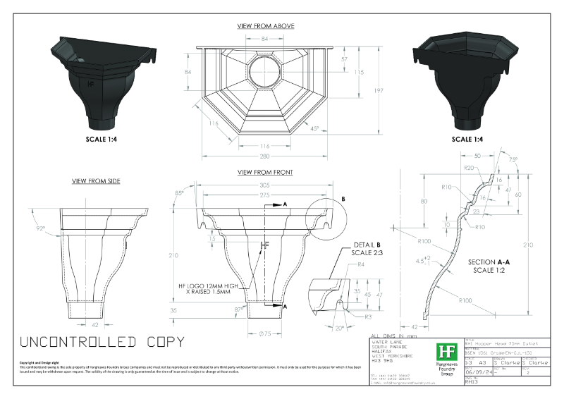 H1 Hopper Head Drawing