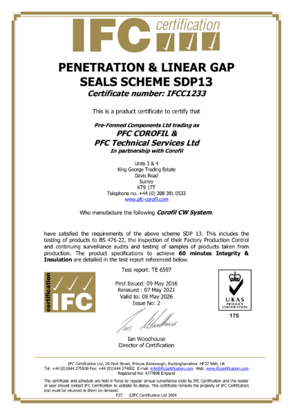 PFC Corofil Technical CW System - IFC Certificate: IFCC1233
