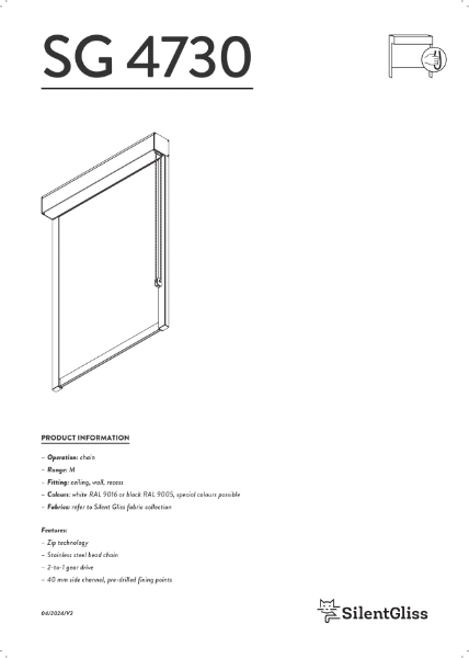 Silent Gliss SG 4730 Dim-out blind system technical catalogue