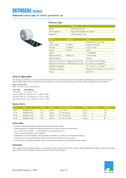 Extoseal Encors Technical Datasheet