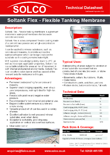Soltank Flex Technical Data Sheet