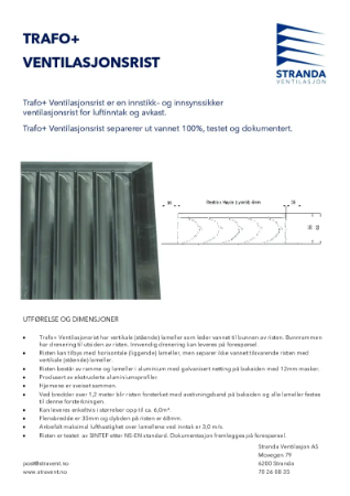 Trafo+ Vertikal Ventilasjonsrist produktark