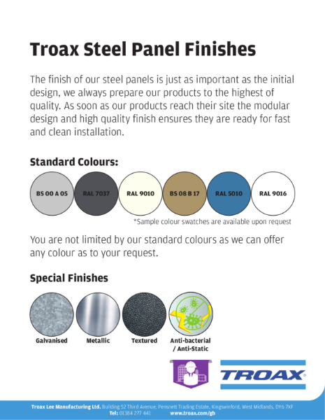 Troax Lee - Panel Colours