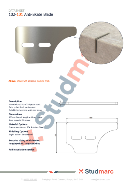 Anti-Skate Blade - Datasheet