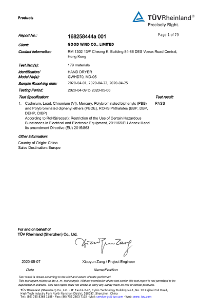 Pebble and Pebble+ ROHS