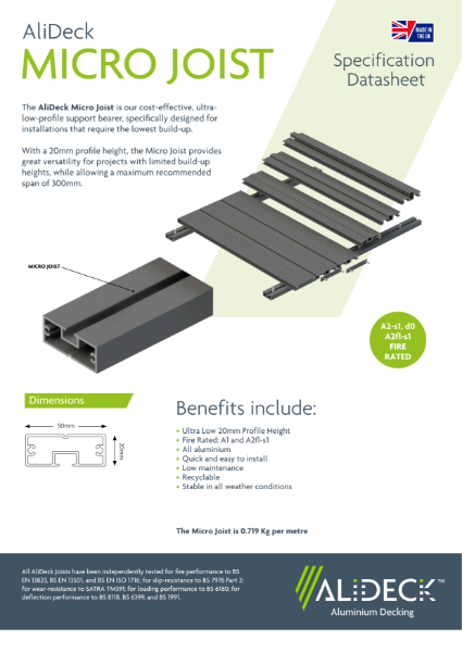 AliDeck Micro Joist Datasheet