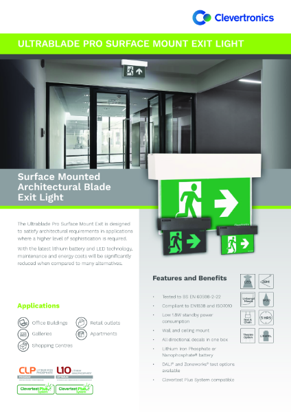 Ultrablade Pro Exit Surface Mounted Luminaire - Product Catalogue