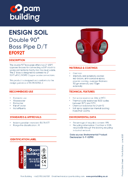 EF092T - Double 90° Boss Pipe