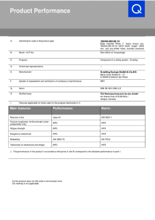 Declaration of Performance- Easy Glass Prime Fascia 'Y' Anodised