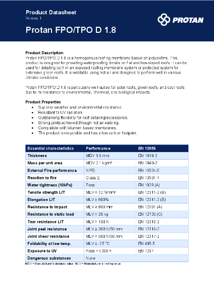 Protan FPO/TPO D 1.8 mm Membrane