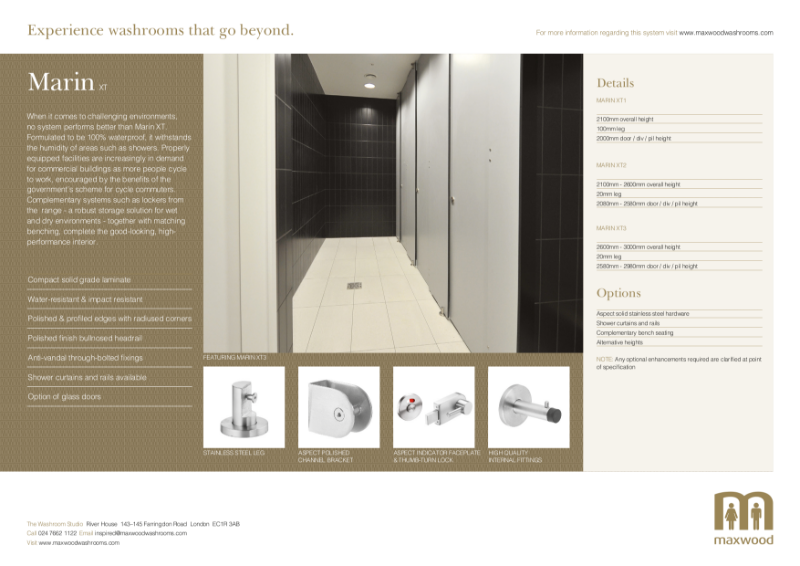 Cubicles - Marin XT - for total privacy and robustness in wet and humid areas