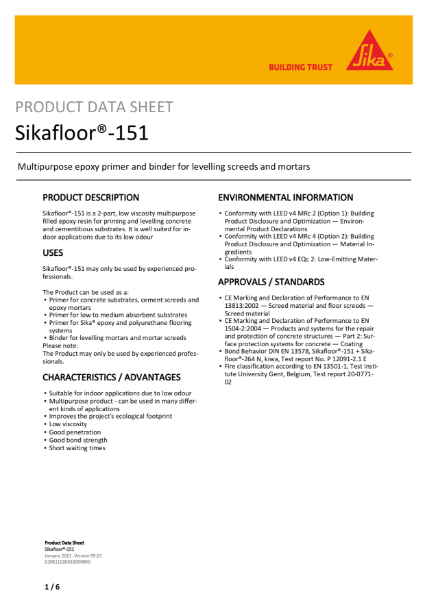 Product Data Sheet - Sikafloor 151