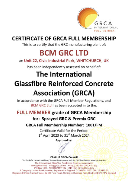 GRCA Full Member Certificate 2023-24