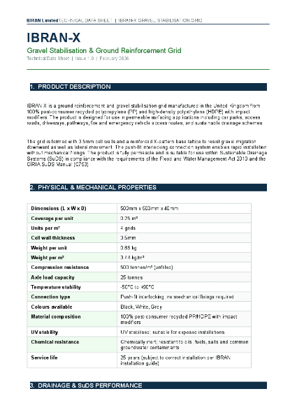 IBRAN-X Gravel Grid TDS (Technical Data Sheet)