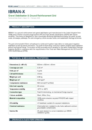 IBRAN-X Gravel Grid TDS (Technical Data Sheet)