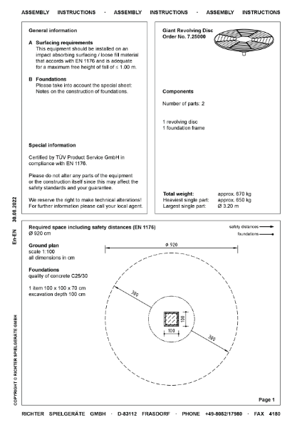 TImberplay Rotating/ Roundabout - Giant Revolving Dish Assembly Instructions