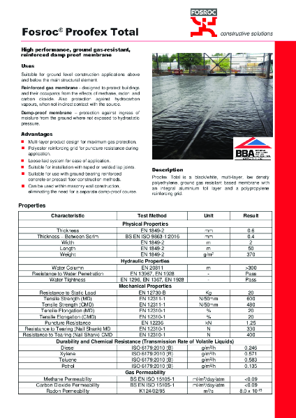 Fosroc Proofex Total Product Data Sheet