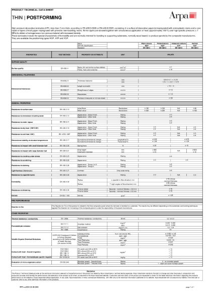 Thin Postforming Technical Data Sheet