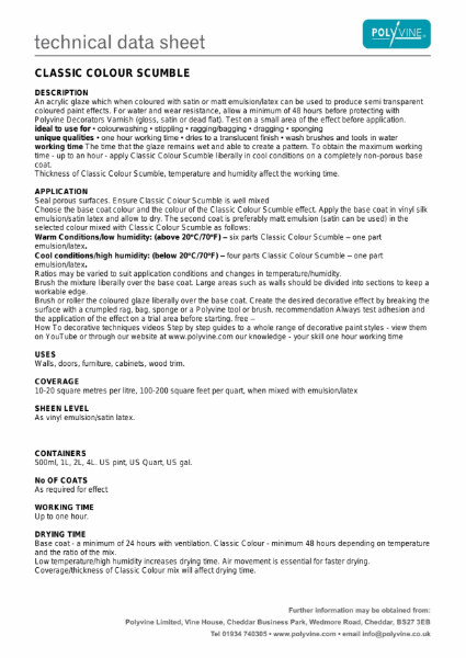 Classic Colour Scumble Technical Data Sheet