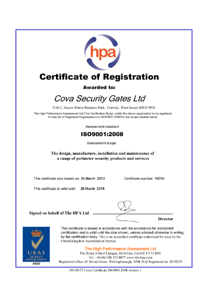 ISO 9001:2008 Certificate