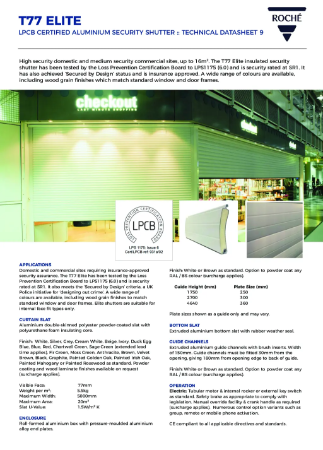 T77 Elite SR1 Aluminium Security Shutter