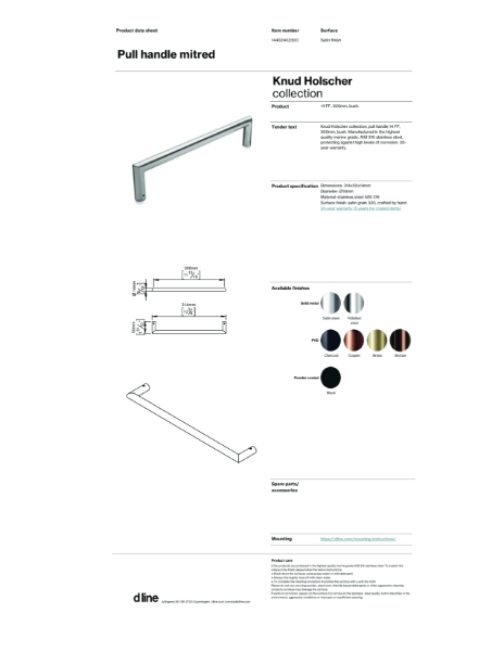 Pull handle mitred (data sheet)