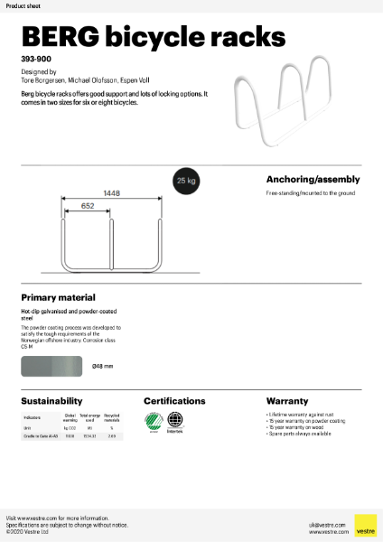 Product-sheet-393-900 Berg Bicycle Rack