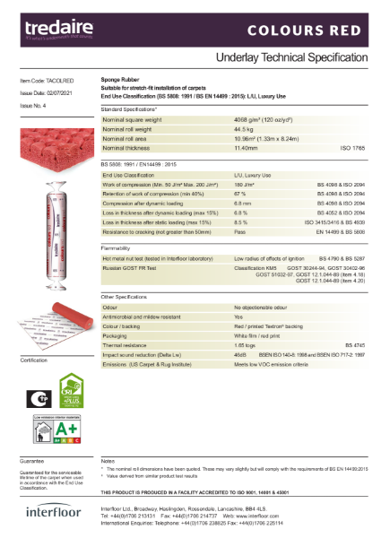 Colours Red Specification