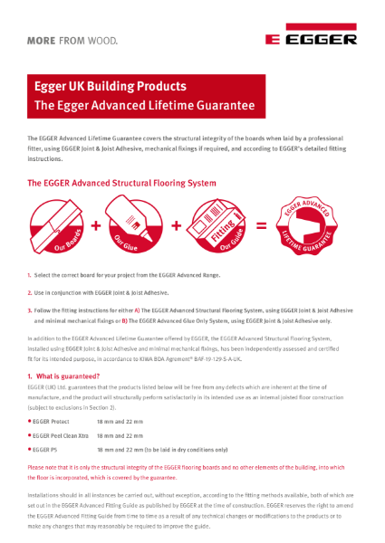 EGGER Advanced Flooring System Guarantee