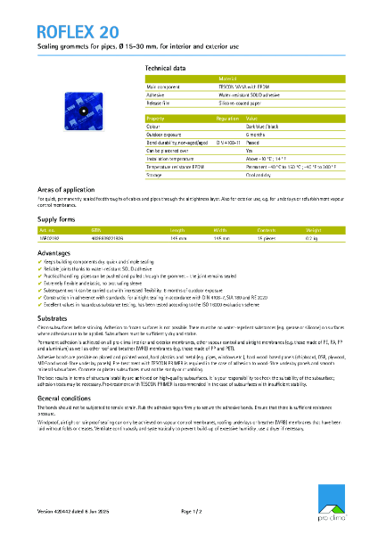Roflex 20 Technical Datasheet