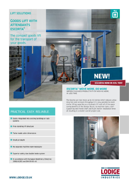 ESCORTA goods lift brochure