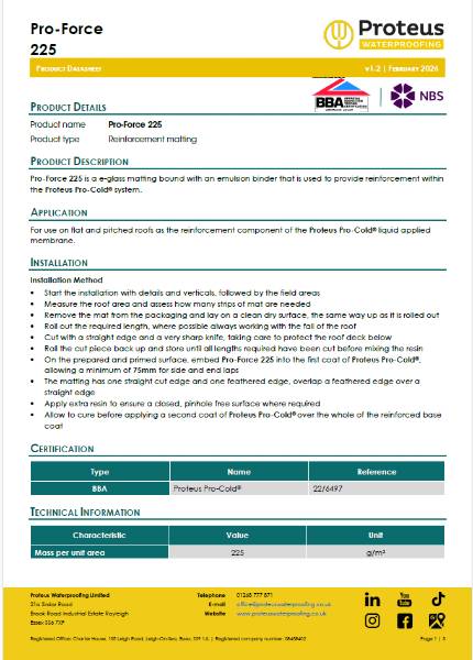 Product Data Sheet - Pro-Force 225