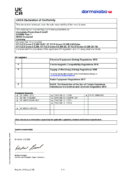 UKCA Declaration of Conformity