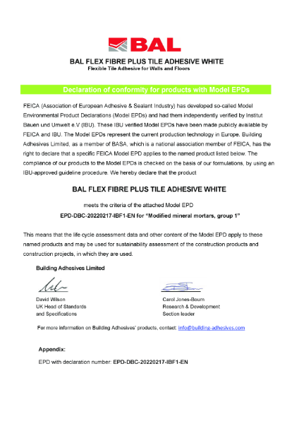 Environmental Product Declaration - BAL Flex Fibre Plus