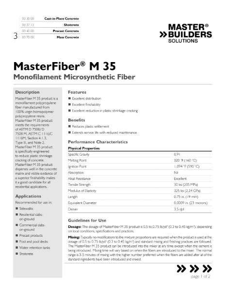 MasterFiber M 35 Data Sheet