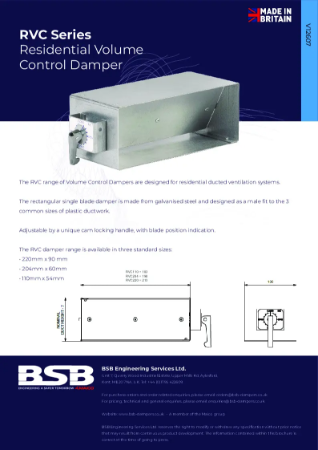 RVC Series Volume Control Damper Brochure