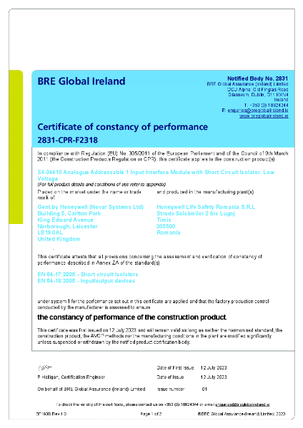 BRE Certificate