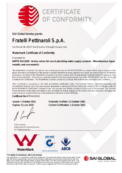 Watermark Certificate of Conformity