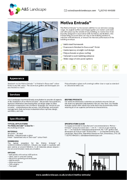 Motiva Entrada Product Data Sheet