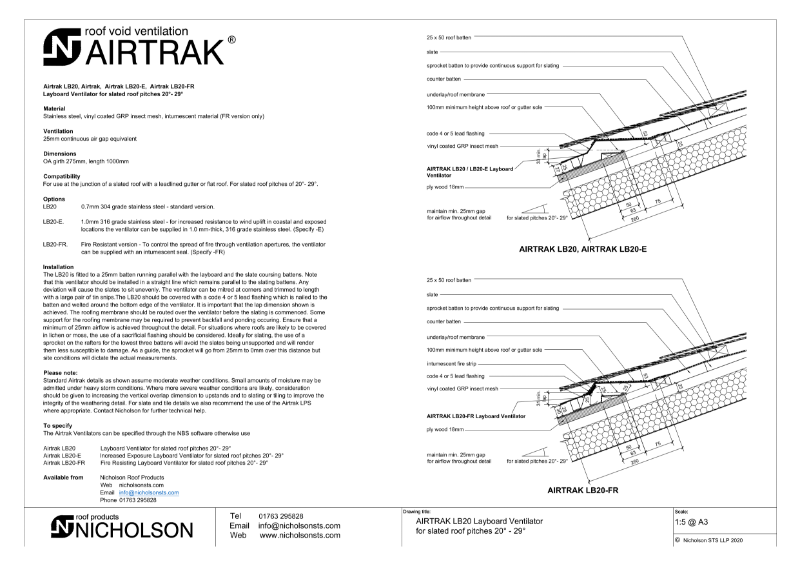 AIRTRAK LB20 Tech Data Sheet