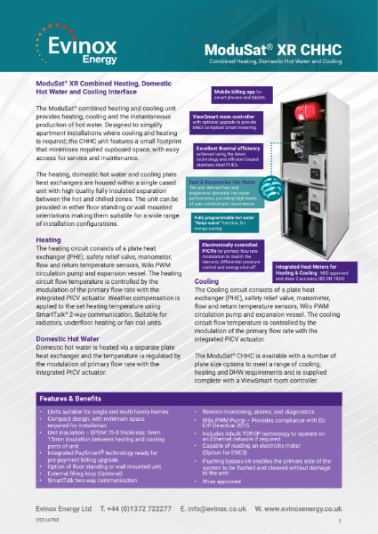 ModuSat® XR  Combined Heating, Domestic Hot Water and Cooling Data Sheet
