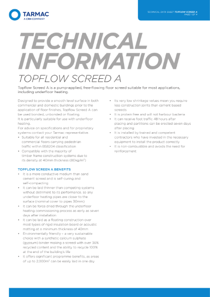 Topflow Screed A Free-flowing flooring screed