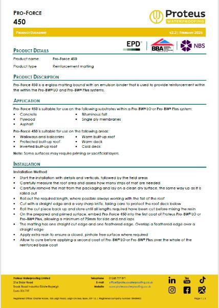 Product Data Sheet - Pro-Force 450