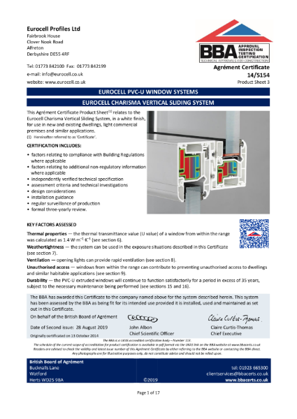 EUROCELL CHARISMA VERTICAL SLIDING SYSTEM