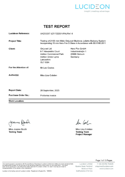 LUCIDEON SKYFORCE 2100mm FLAMELESS Test Report