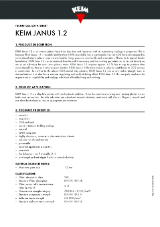 Keim Janus 1.2 Technical Data Sheet