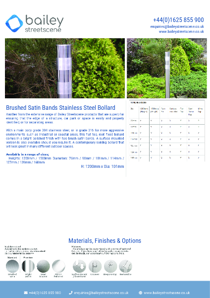 Brushed Satin Bands Stainless Steel Bollard