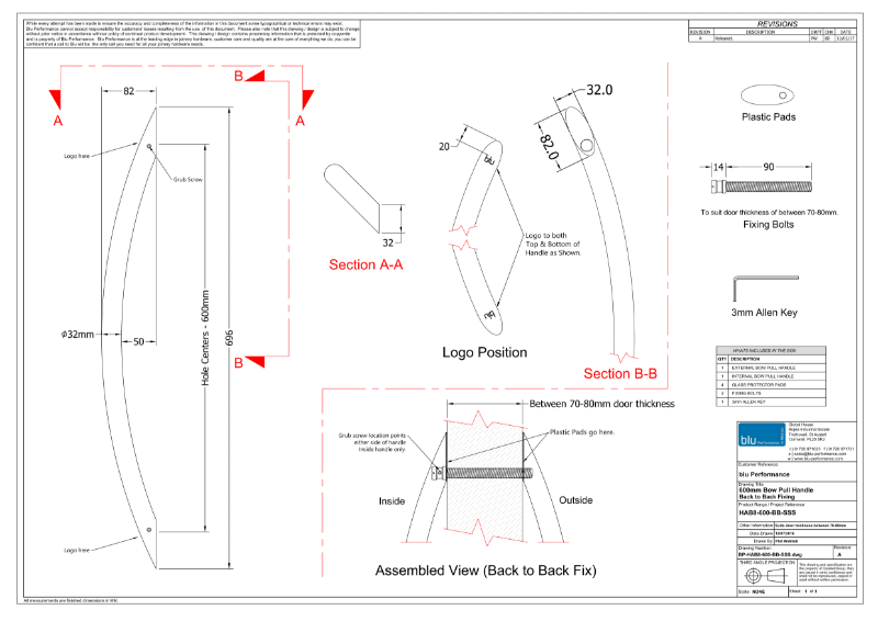 BLU™ - HAB8 'Bow' Pull Handle Back to Back Fix