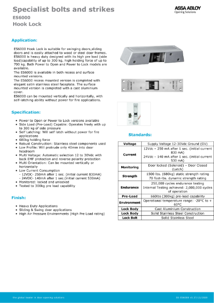 ES6000 hook lock