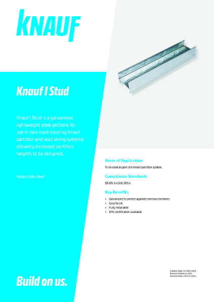 Knauf I Stud Data Sheet